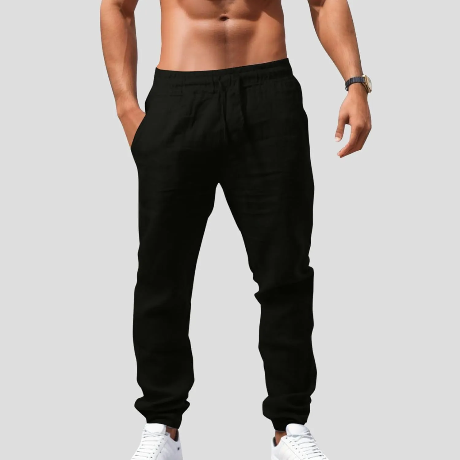 Mens Fashion Joggers Multi Pocket Athletic Pants Casual Outdoor Trousers Loose Fit Work Pants with Drawstring