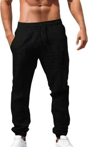 Mens Fashion Joggers Multi Pocket Athletic Pants Casual Outdoor Trousers Loose Fit Work Pants with Drawstring