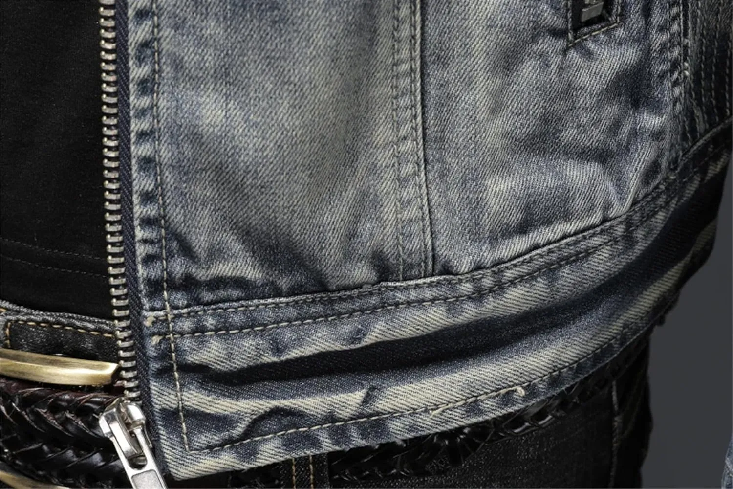 Men's Four Seasons Cotton Lapel Short Retro Denim Jacket Stand Collar Casual Loose Zipper Flight Jacket