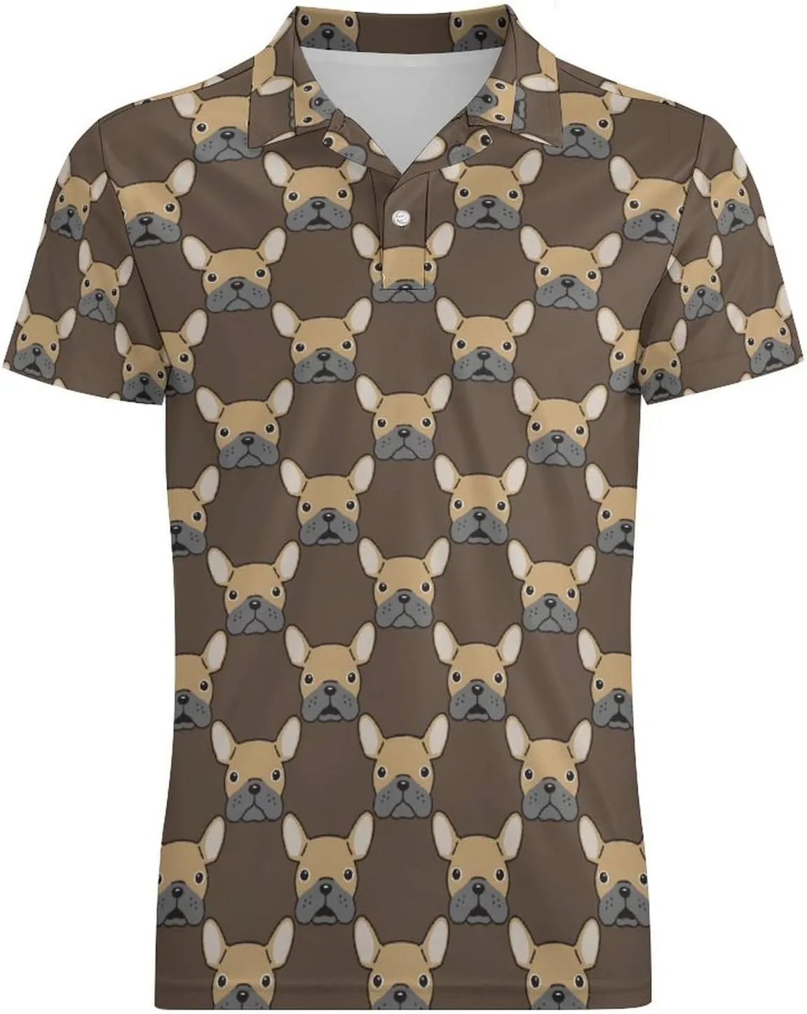 Men's French Bulldog Face Dog Polo Shirts Short Sleeve Cool Golf Shirt Quick-Dry Activewear Polos