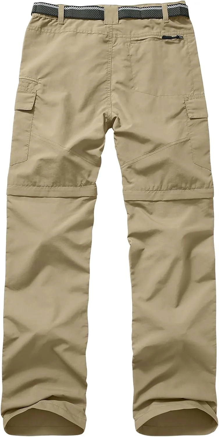 Mens Hiking Convertible Pants Quick Dry Zip Off Lightweight Cargo Fishing Work Pants Trousers with Belt