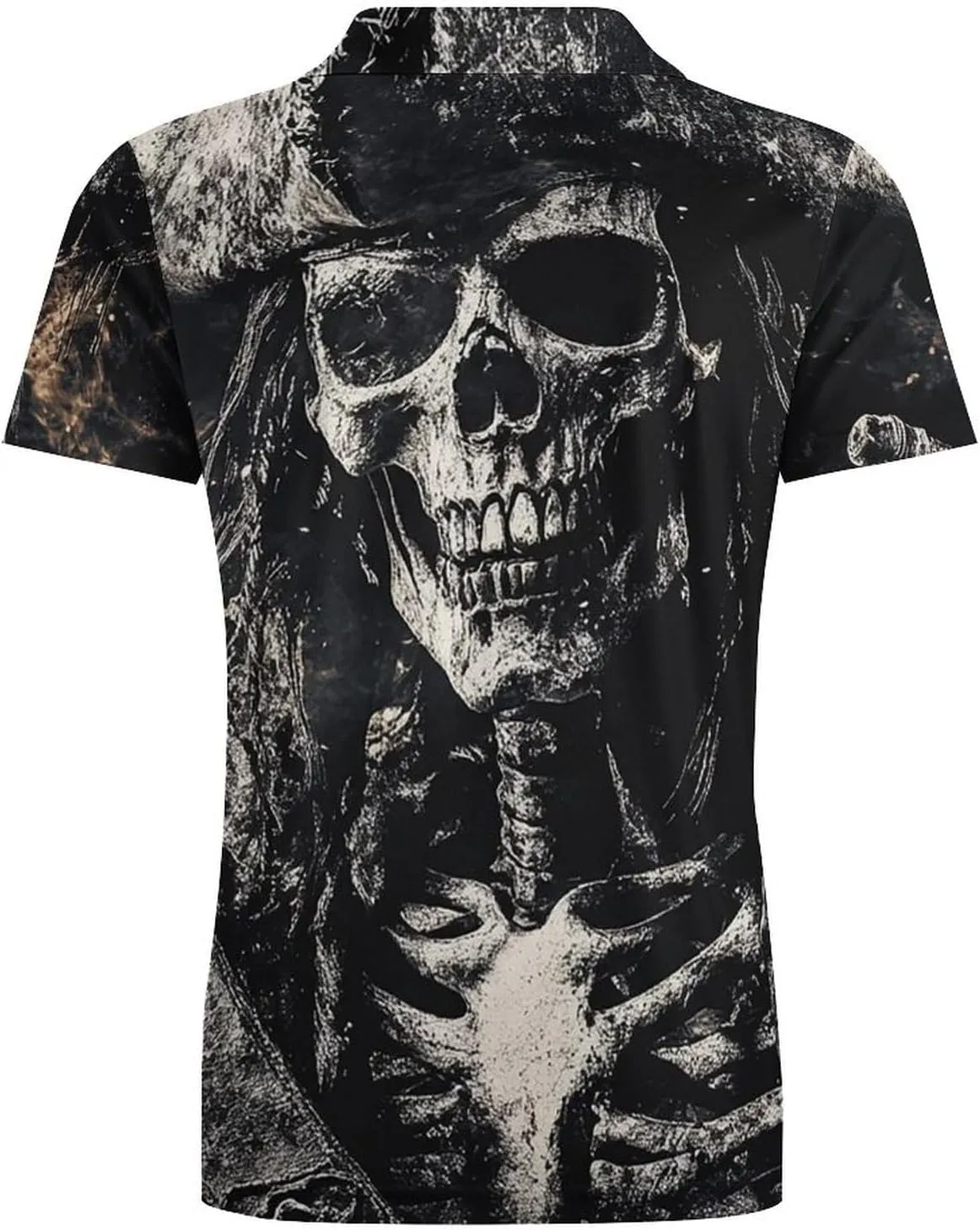 Men's Portrait of Pirate Skeleton Polo Shirts Short Sleeve Cool Golf Shirt Quick-Dry Activewear Polos