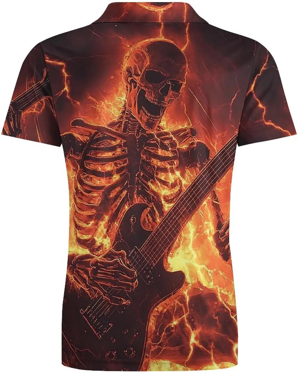 Men's Skeleton Playing an Electric Guitar Polo Shirts Short Sleeve Cool Golf Shirt Quick-Dry Activewear Polos