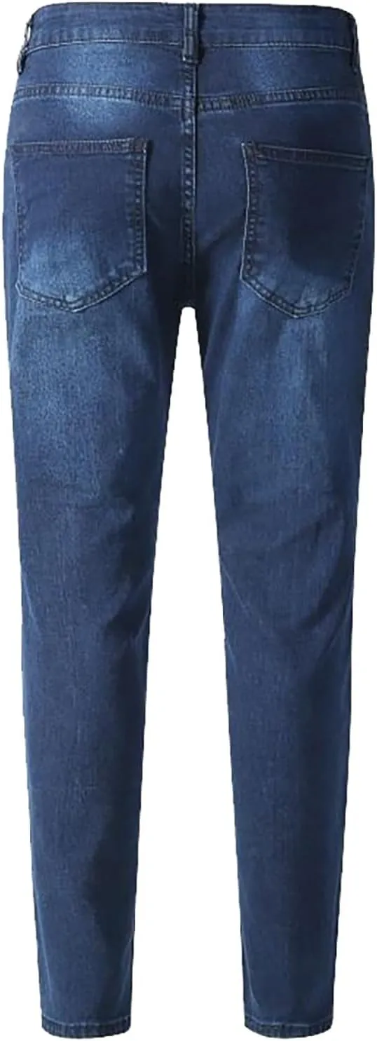Mens Slim Fit Jeans Stretch Skinny Stretch Jean Fashion Flex Tapered Leg Denim Pants Casual Classic Plain Trousers