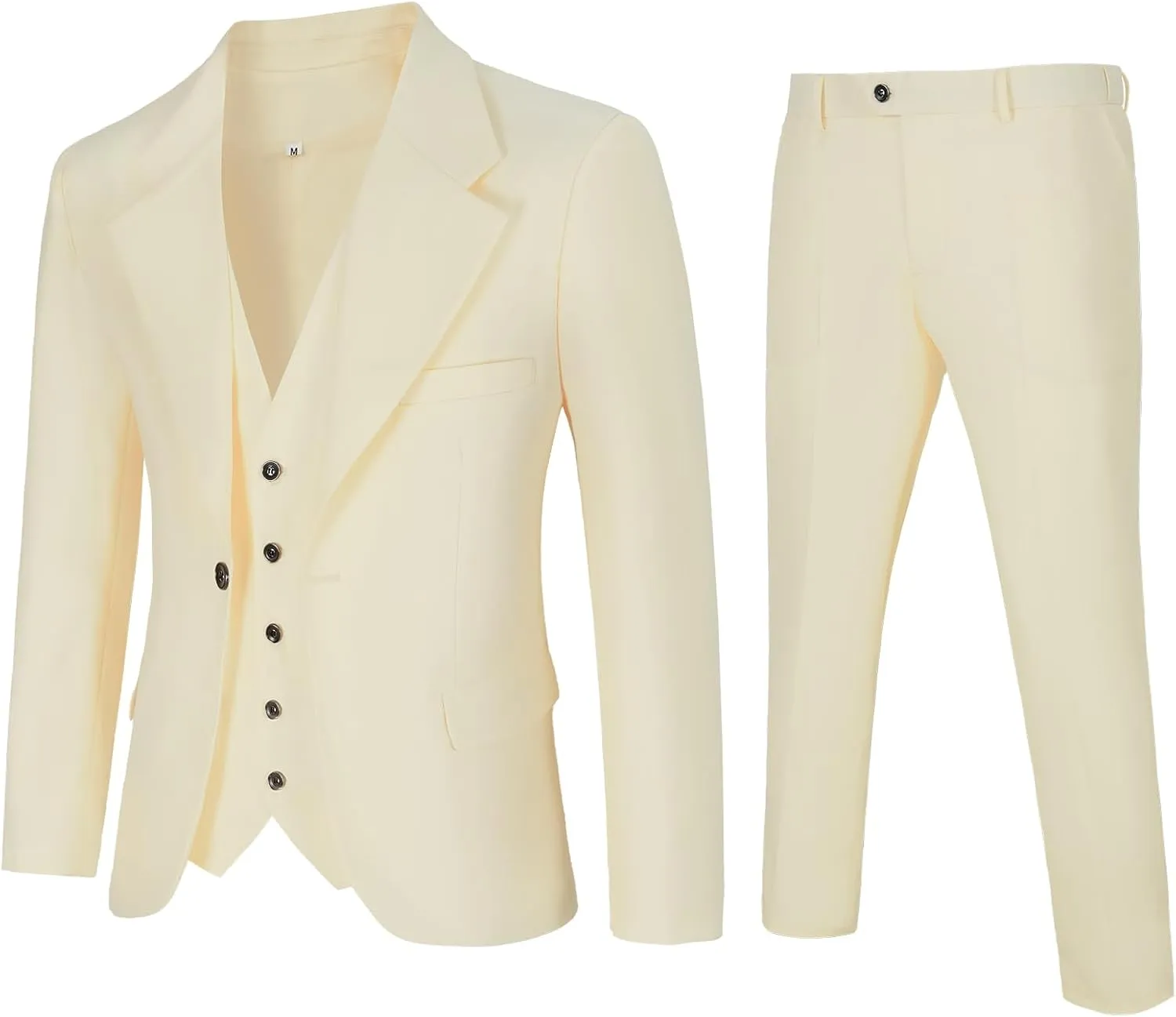 Men's Suit Slim Fit, 3 Piece Suits for Men, One Button Solid Jacket Vest Pants, Tuxedo Set