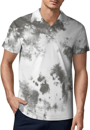 Men's Tie Dye Graphics Polo Shirts Short Sleeve Cool Golf Shirt Quick-Dry Activewear Polos