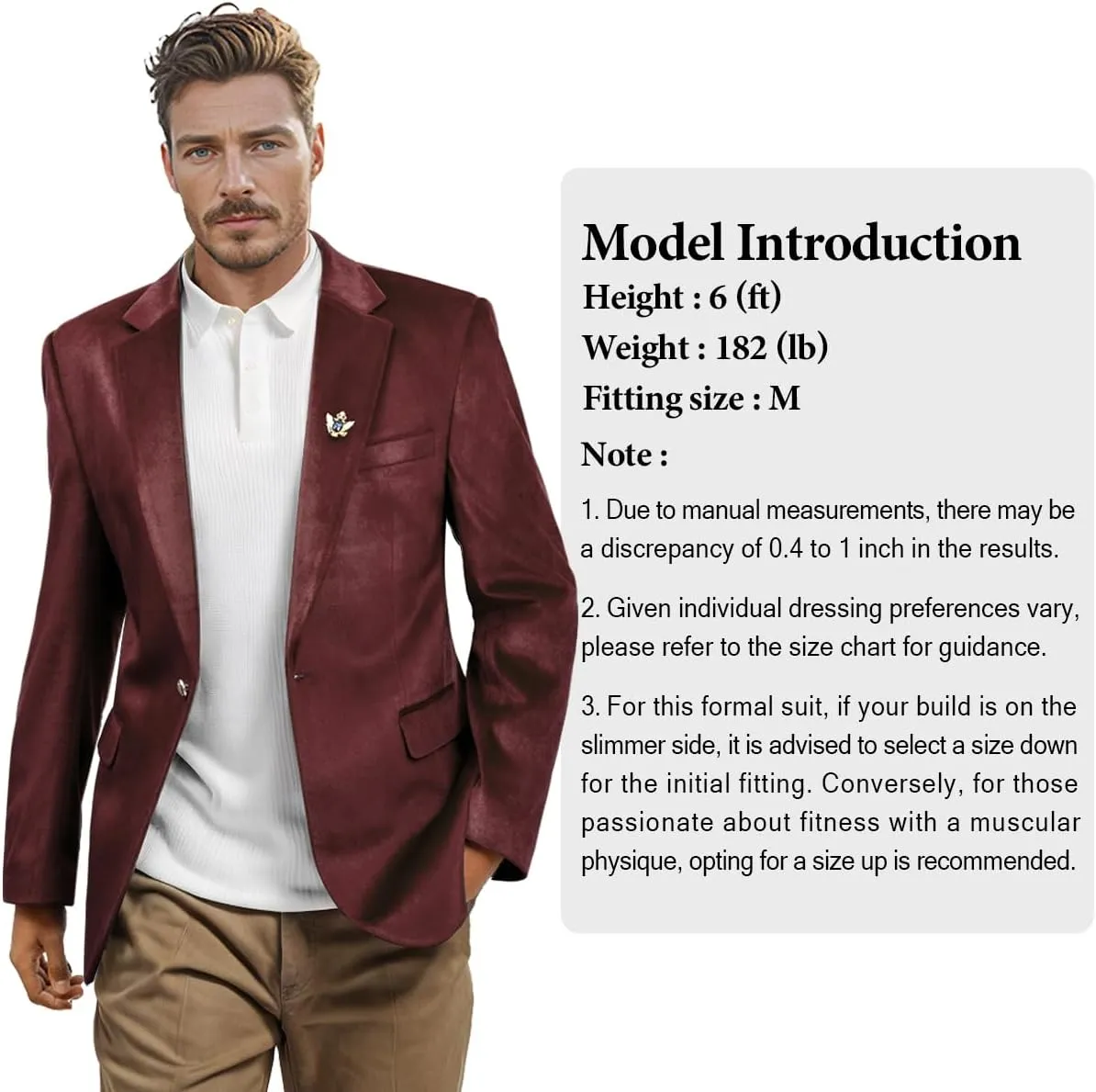 Men's Velvet Blazer for Casual Men's Blazer one-Button Lapel Tuxedo with Brooch Dinner Party Wedding Prom Party
