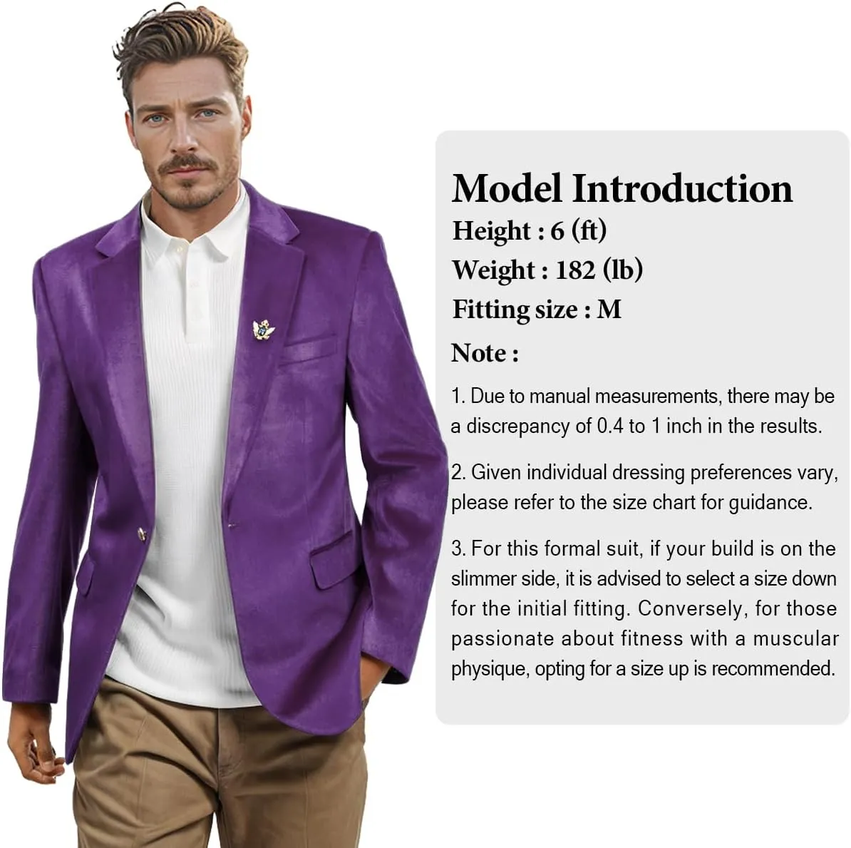 Men's Velvet Blazer for Casual Men's Blazer one-Button Lapel Tuxedo with Brooch Dinner Party Wedding Prom Party