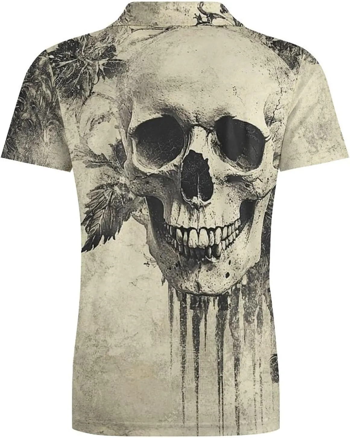 Men's Vintage Gothic Skull Polo Shirts Short Sleeve Cool Golf Shirt Quick-Dry Activewear Polos