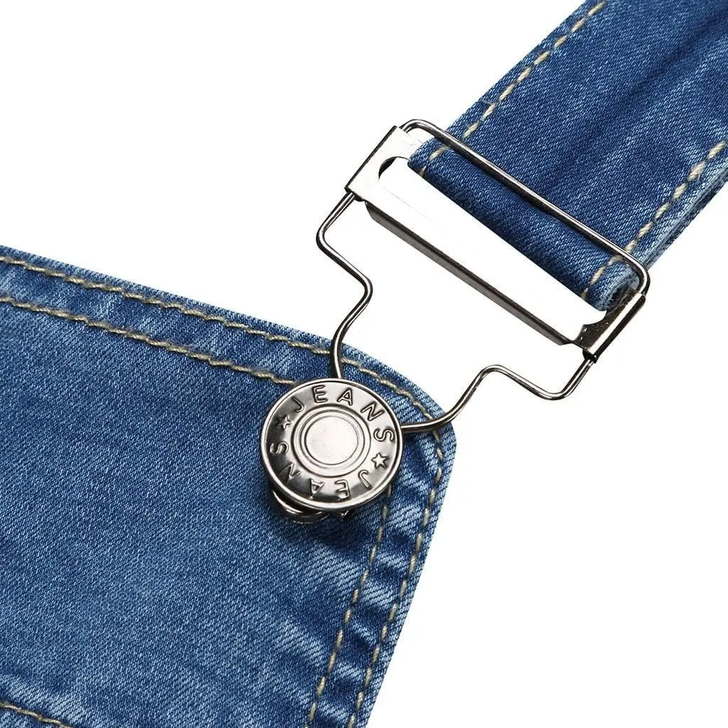 Men's wash Zipper Fly Denim bib Overalls Fashion Slim Fit Jumpsuit with Pockets