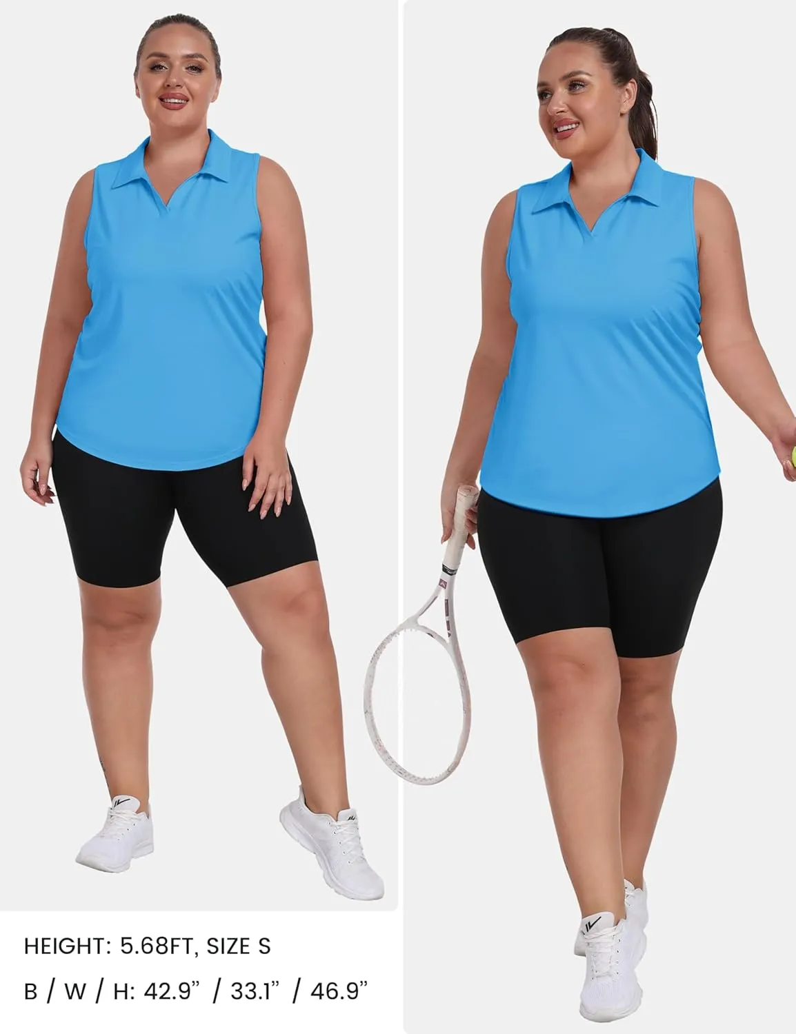 MoFiz Womens Plus Size Sleeveless Golf Shirt V-Neck Collared Golf Polos Athletic Tennis Racerback Tank Tops