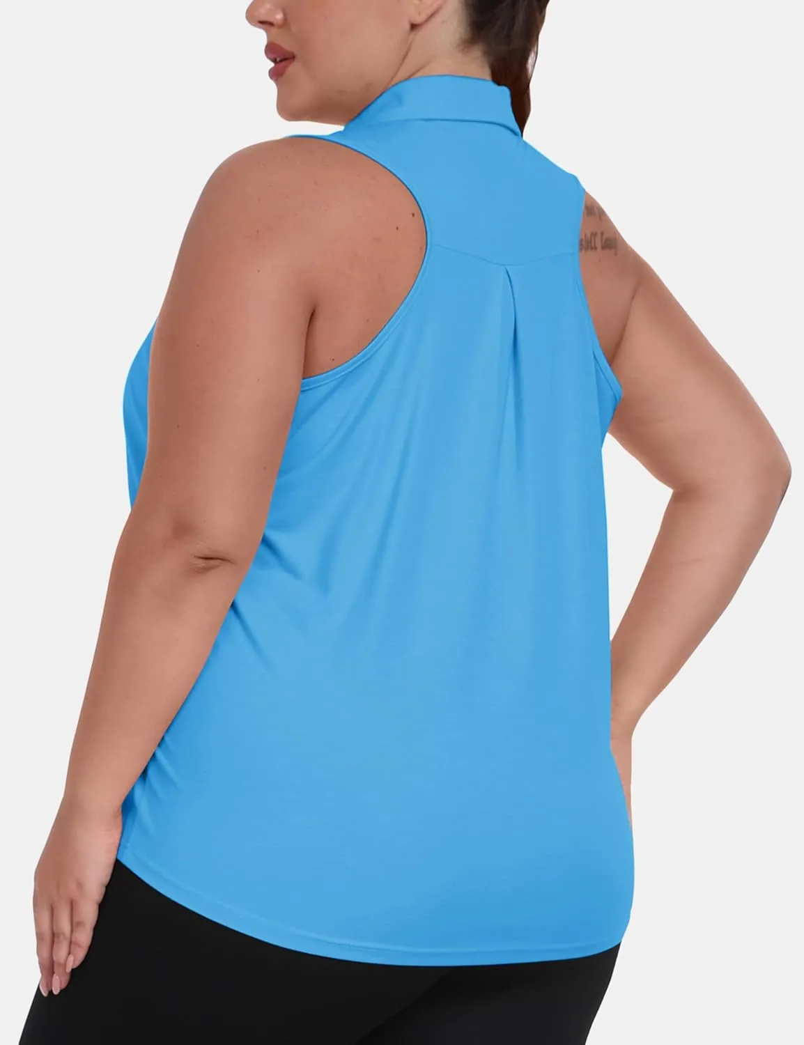 MoFiz Womens Plus Size Sleeveless Golf Shirt V-Neck Collared Golf Polos Athletic Tennis Racerback Tank Tops