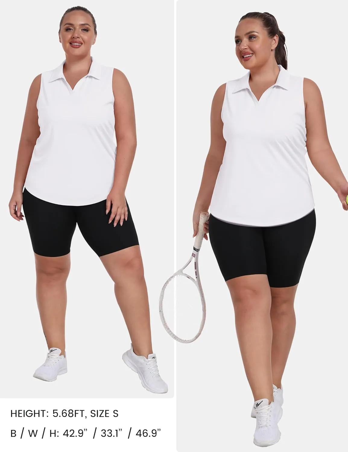 MoFiz Womens Plus Size Sleeveless Golf Shirt V-Neck Collared Golf Polos Athletic Tennis Racerback Tank Tops