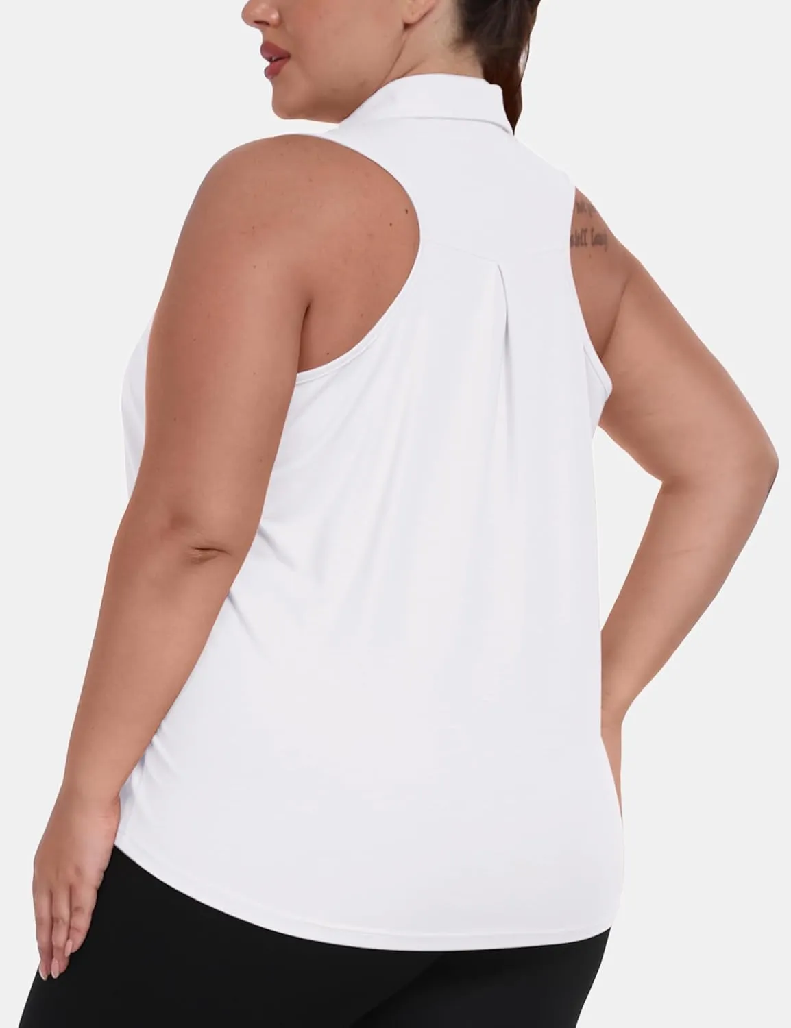 MoFiz Womens Plus Size Sleeveless Golf Shirt V-Neck Collared Golf Polos Athletic Tennis Racerback Tank Tops