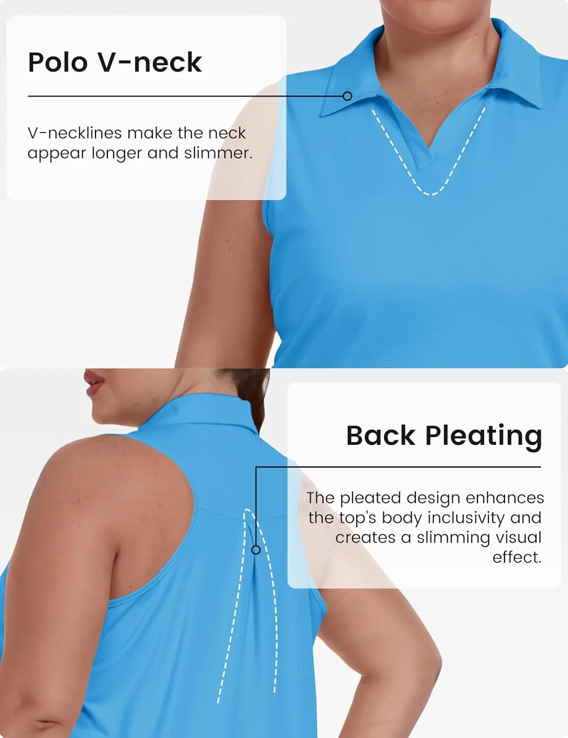 MoFiz Womens Plus Size Sleeveless Golf Shirt V-Neck Collared Golf Polos Athletic Tennis Racerback Tank Tops