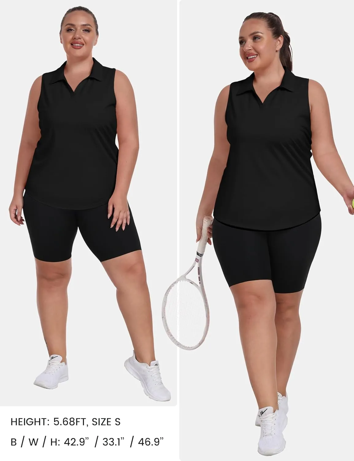 MoFiz Womens Plus Size Sleeveless Golf Shirt V-Neck Collared Golf Polos Athletic Tennis Racerback Tank Tops