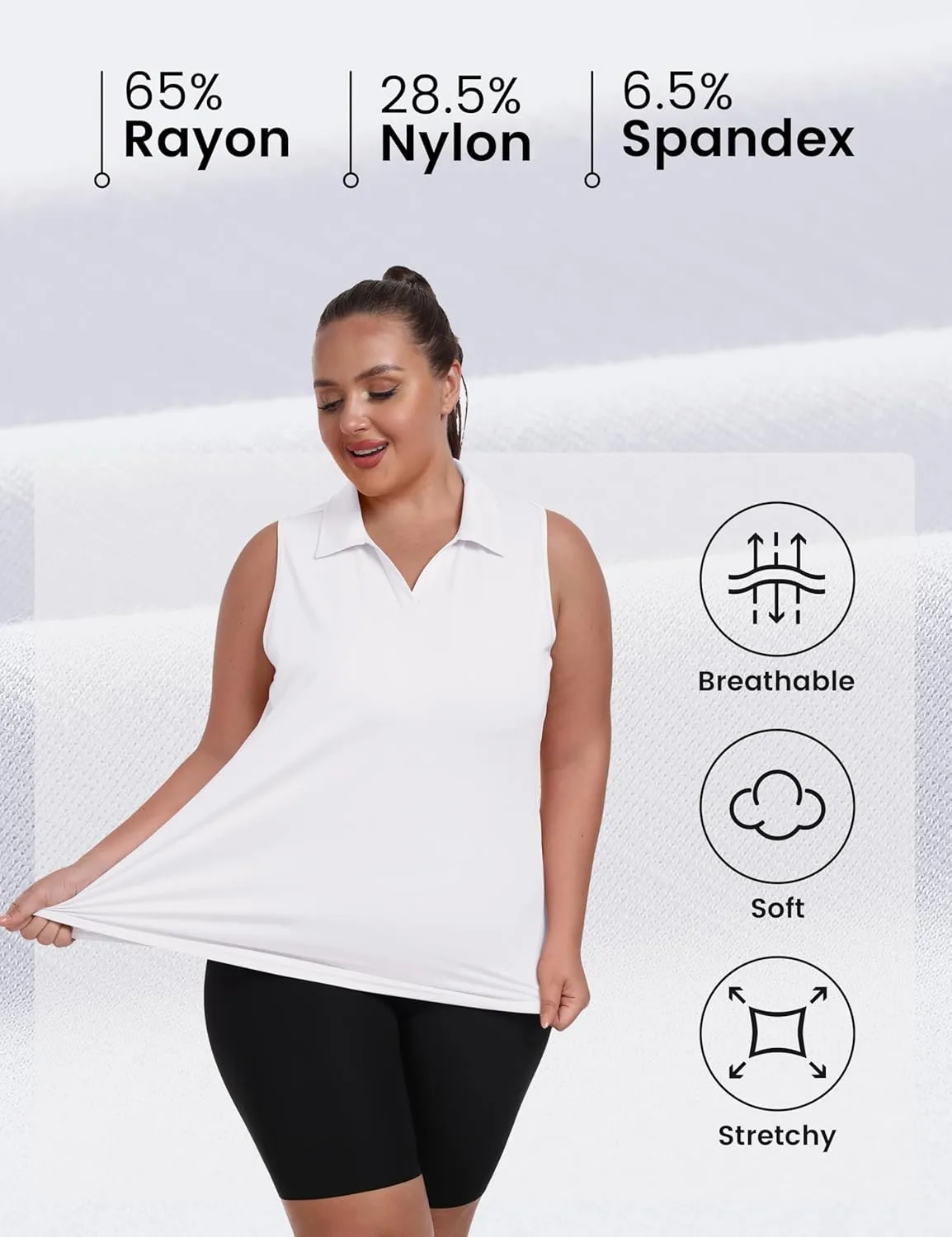 MoFiz Womens Plus Size Sleeveless Golf Shirt V-Neck Collared Golf Polos Athletic Tennis Racerback Tank Tops
