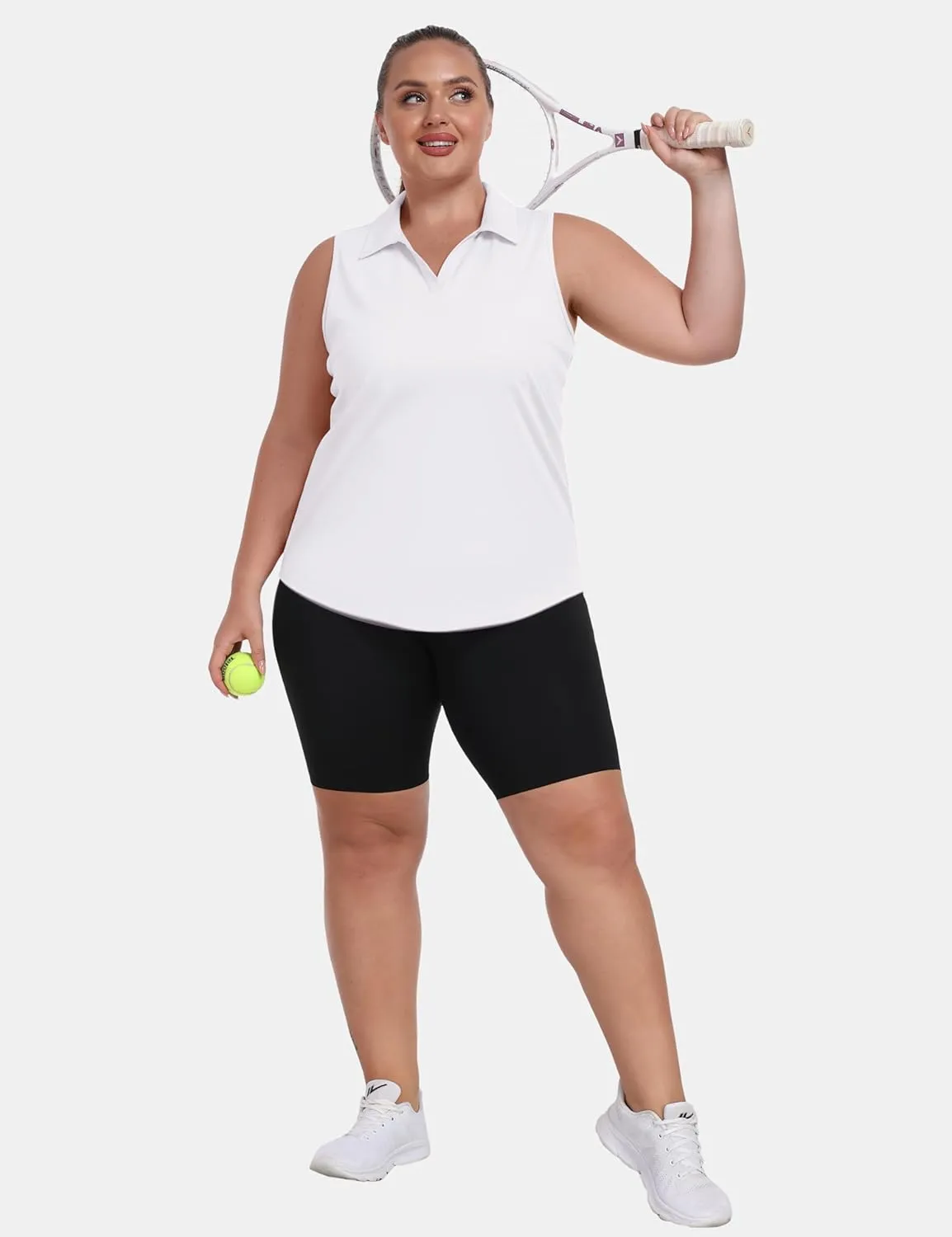 MoFiz Womens Plus Size Sleeveless Golf Shirt V-Neck Collared Golf Polos Athletic Tennis Racerback Tank Tops