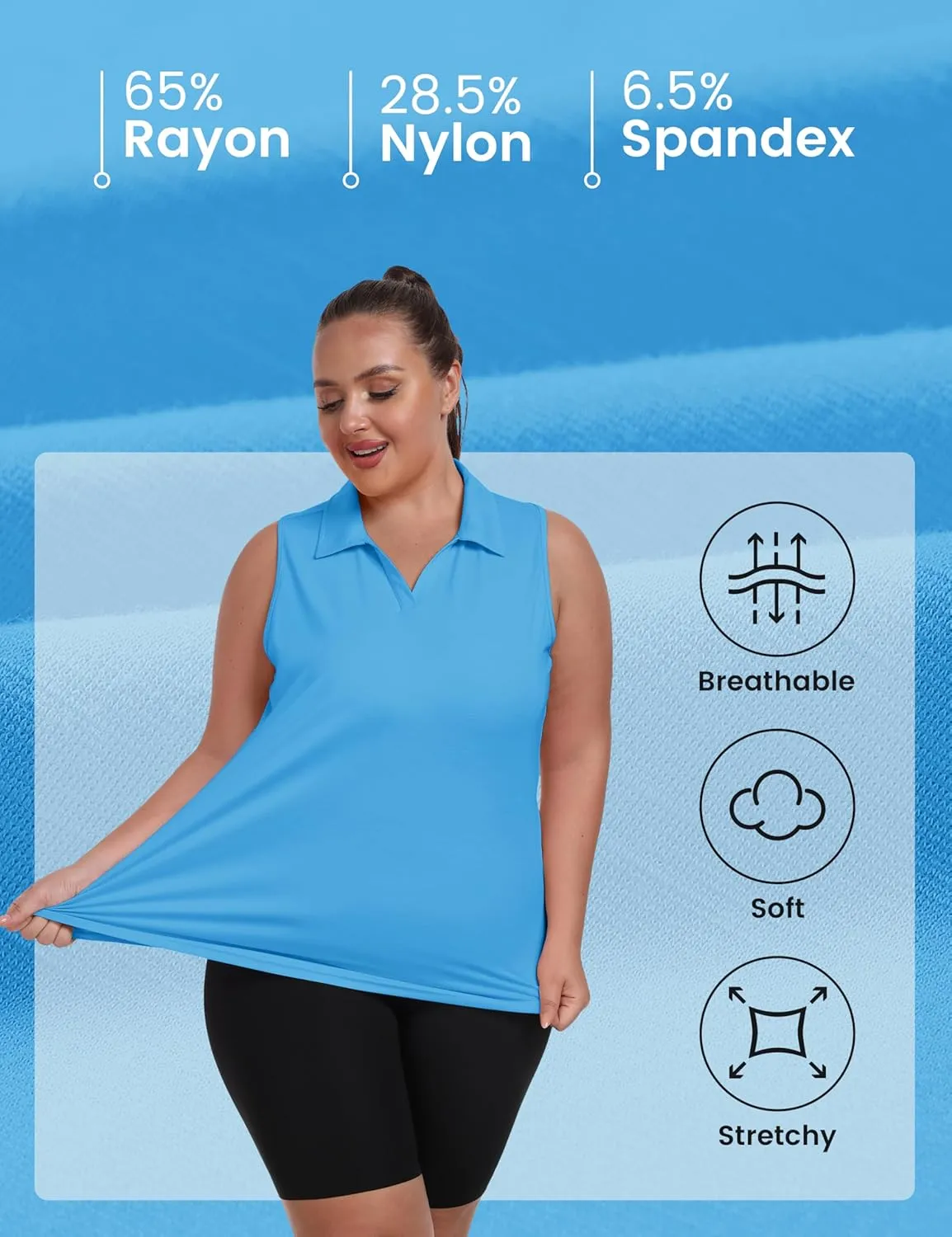 MoFiz Womens Plus Size Sleeveless Golf Shirt V-Neck Collared Golf Polos Athletic Tennis Racerback Tank Tops