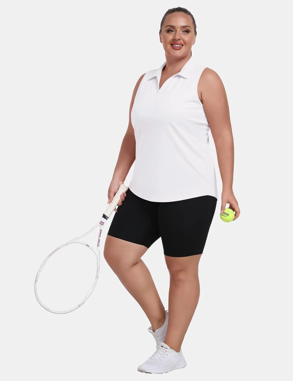 MoFiz Womens Plus Size Sleeveless Golf Shirt V-Neck Collared Golf Polos Athletic Tennis Racerback Tank Tops