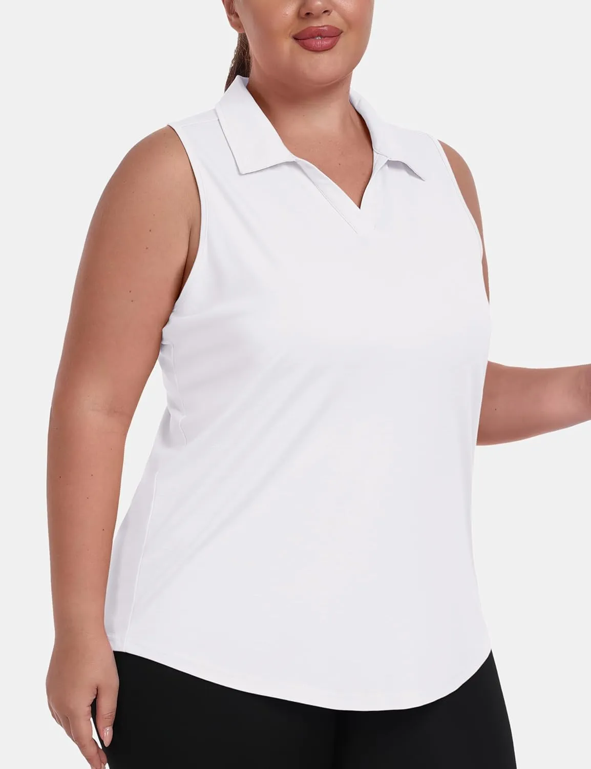 MoFiz Womens Plus Size Sleeveless Golf Shirt V-Neck Collared Golf Polos Athletic Tennis Racerback Tank Tops
