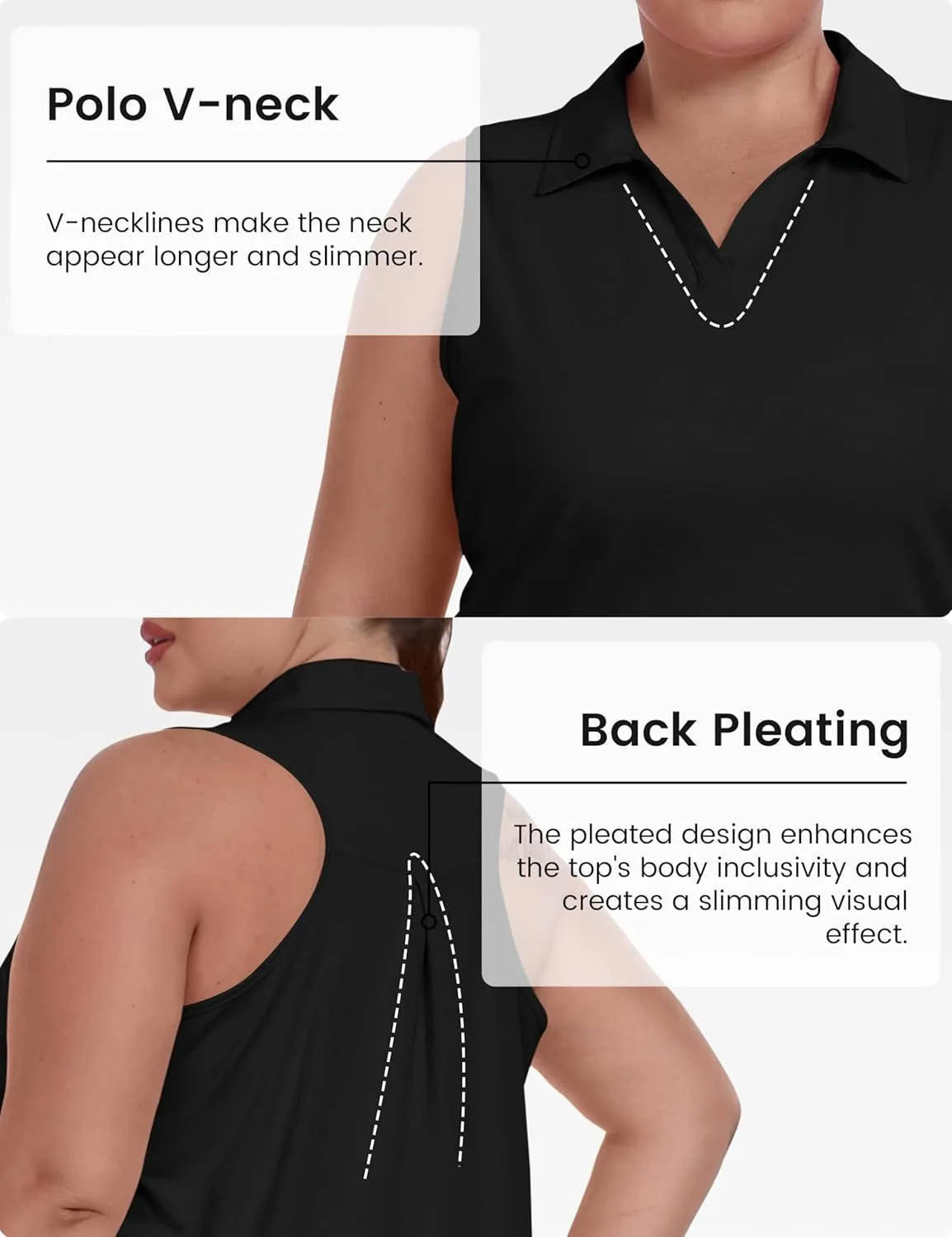 MoFiz Womens Plus Size Sleeveless Golf Shirt V-Neck Collared Golf Polos Athletic Tennis Racerback Tank Tops