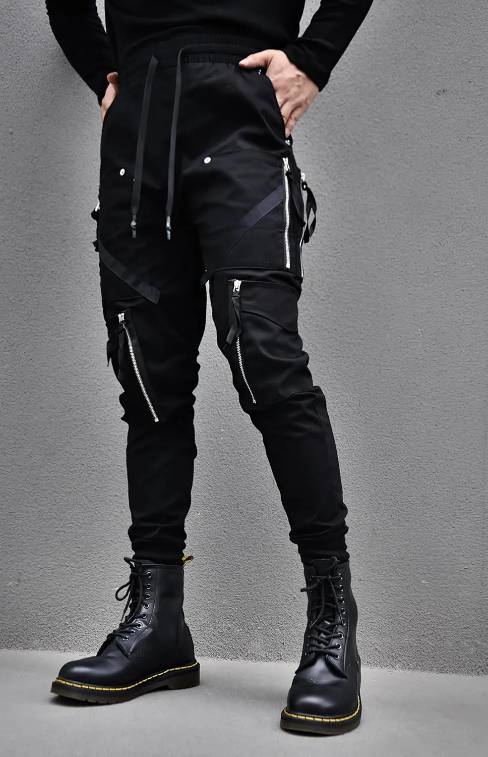 MOKEWEN Men's Street Wear Techwear Cyberpunk Ankle Casual Jogger Cargo Harem Pants with Pocket