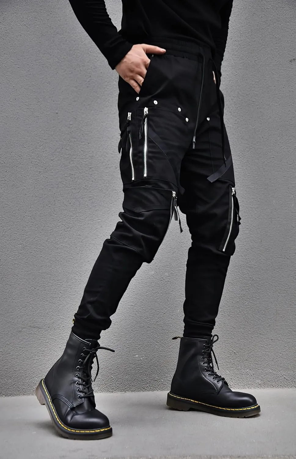 MOKEWEN Men's Street Wear Techwear Cyberpunk Ankle Casual Jogger Cargo Harem Pants with Pocket