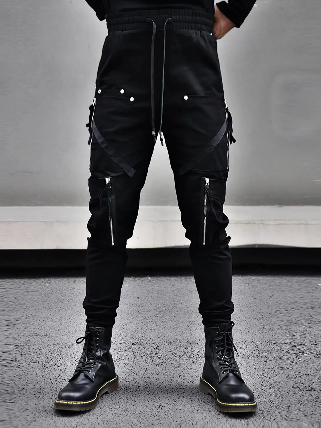 MOKEWEN Men's Street Wear Techwear Cyberpunk Ankle Casual Jogger Cargo Harem Pants with Pocket