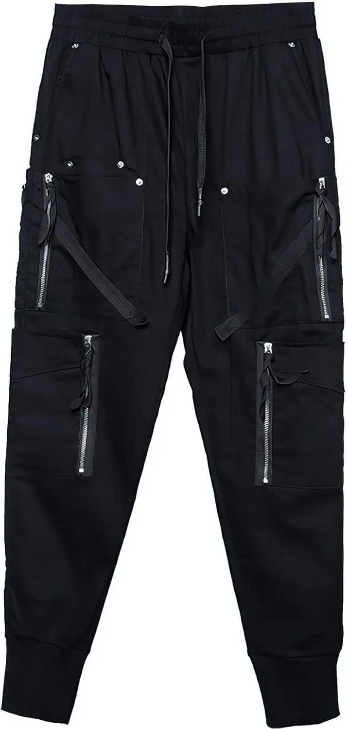 MOKEWEN Men's Street Wear Techwear Cyberpunk Ankle Casual Jogger Cargo Harem Pants with Pocket