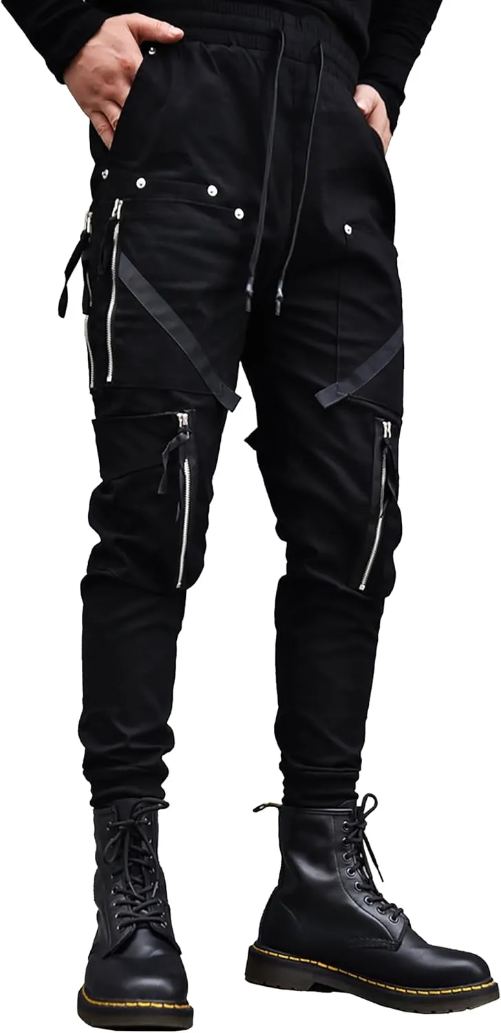 MOKEWEN Men's Street Wear Techwear Cyberpunk Ankle Casual Jogger Cargo Harem Pants with Pocket
