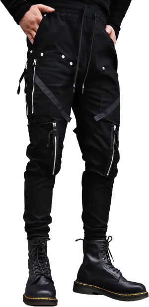 MOKEWEN Men's Street Wear Techwear Cyberpunk Ankle Casual Jogger Cargo Harem Pants with Pocket