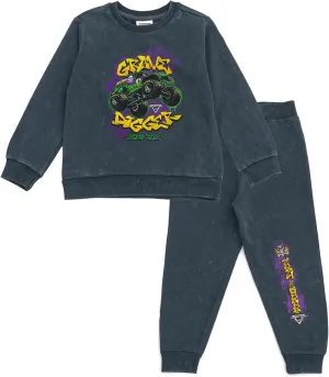 Monster Jam Fleece Sweatshirt and Jogger Pants Outfit Set Toddler to Big Kid Grave Digger