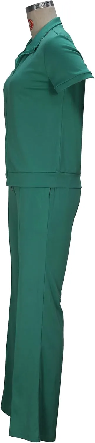 OCEANLUX Women's Lounge Tracksuit Set Two Piece Full Zip Up Short Sleeve Jacket & Drawstring pants Outfits