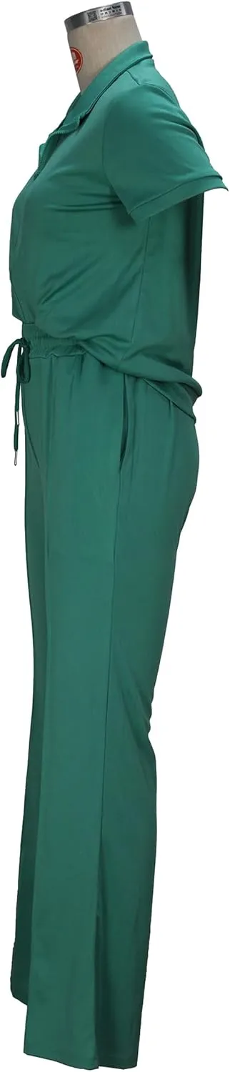 OCEANLUX Women's Lounge Tracksuit Set Two Piece Full Zip Up Short Sleeve Jacket & Drawstring pants Outfits