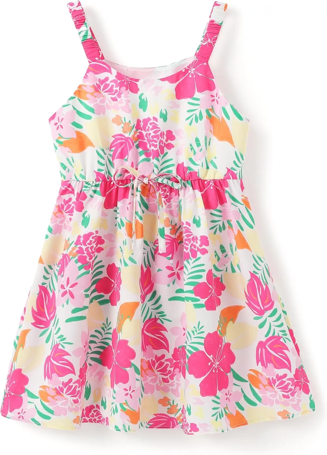 PATPAT Girls Summer Hawaiian Dress Toddler Sling Floral Casual Sleeveless Kids Sundress