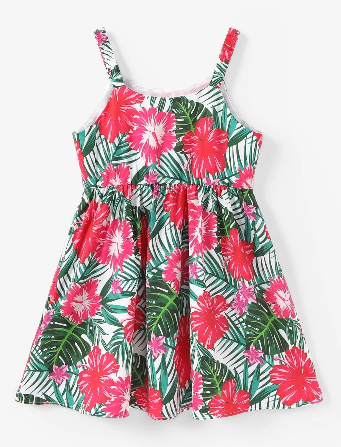 PATPAT Girls Summer Hawaiian Dress Toddler Sling Floral Casual Sleeveless Kids Sundress