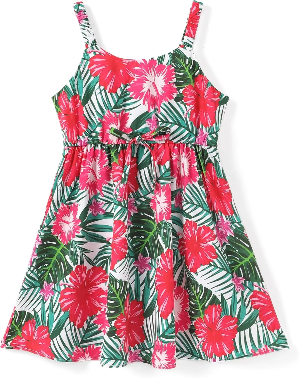 PATPAT Girls Summer Hawaiian Dress Toddler Sling Floral Casual Sleeveless Kids Sundress