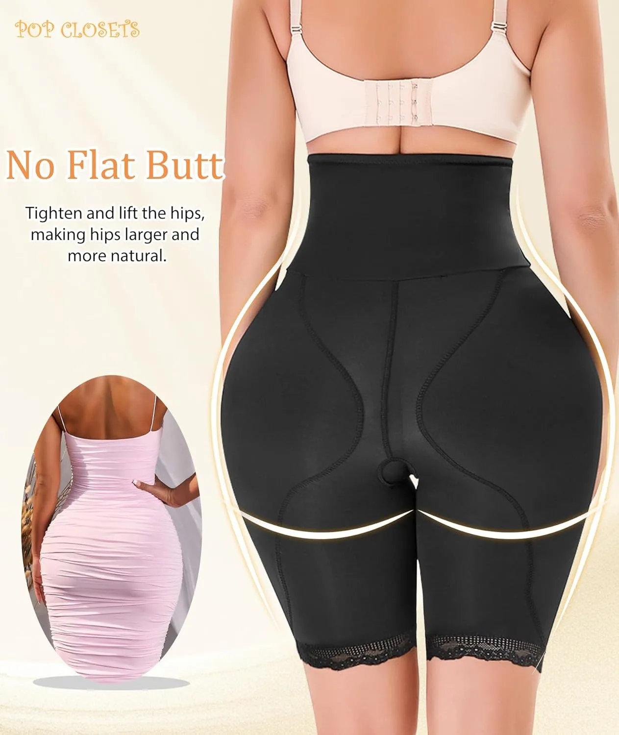 POP CLOSETS Women's Shapewear Control Padded Panties Hip Butt Enhancer for Women Butt Lifter Tummy Control Booty Shorts