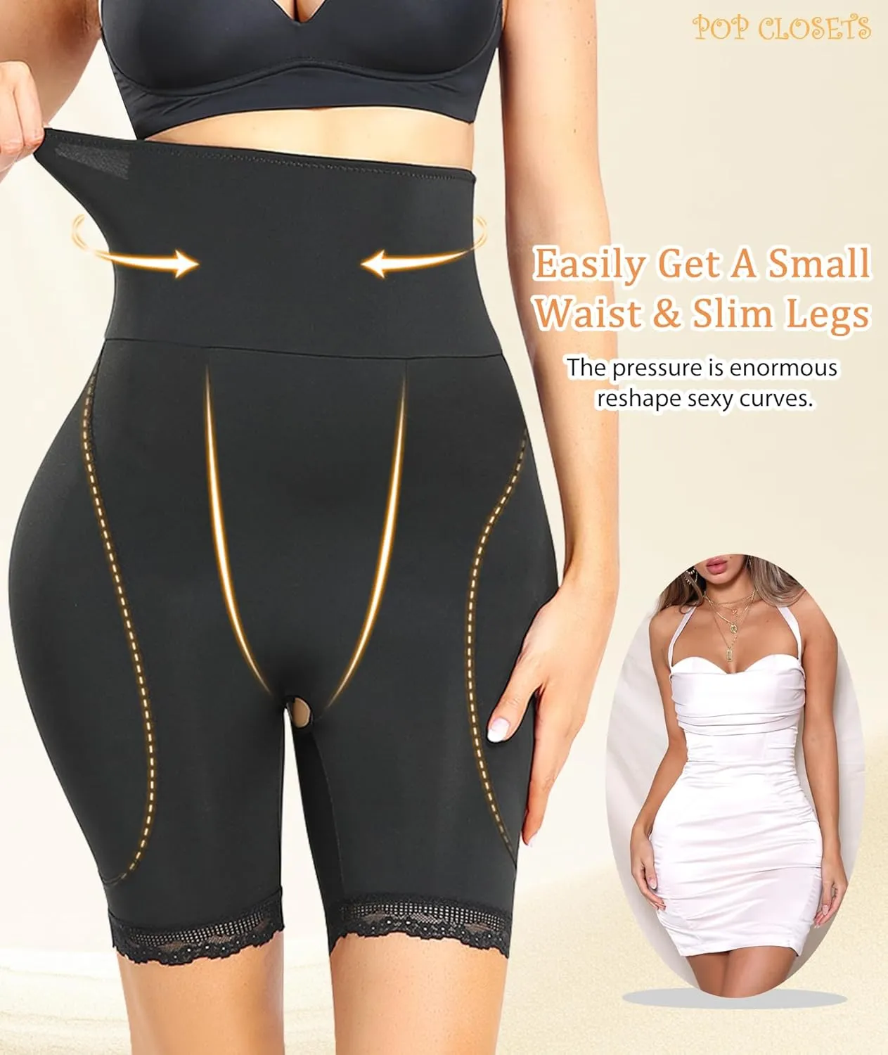 POP CLOSETS Women's Shapewear Control Padded Panties Hip Butt Enhancer for Women Butt Lifter Tummy Control Booty Shorts