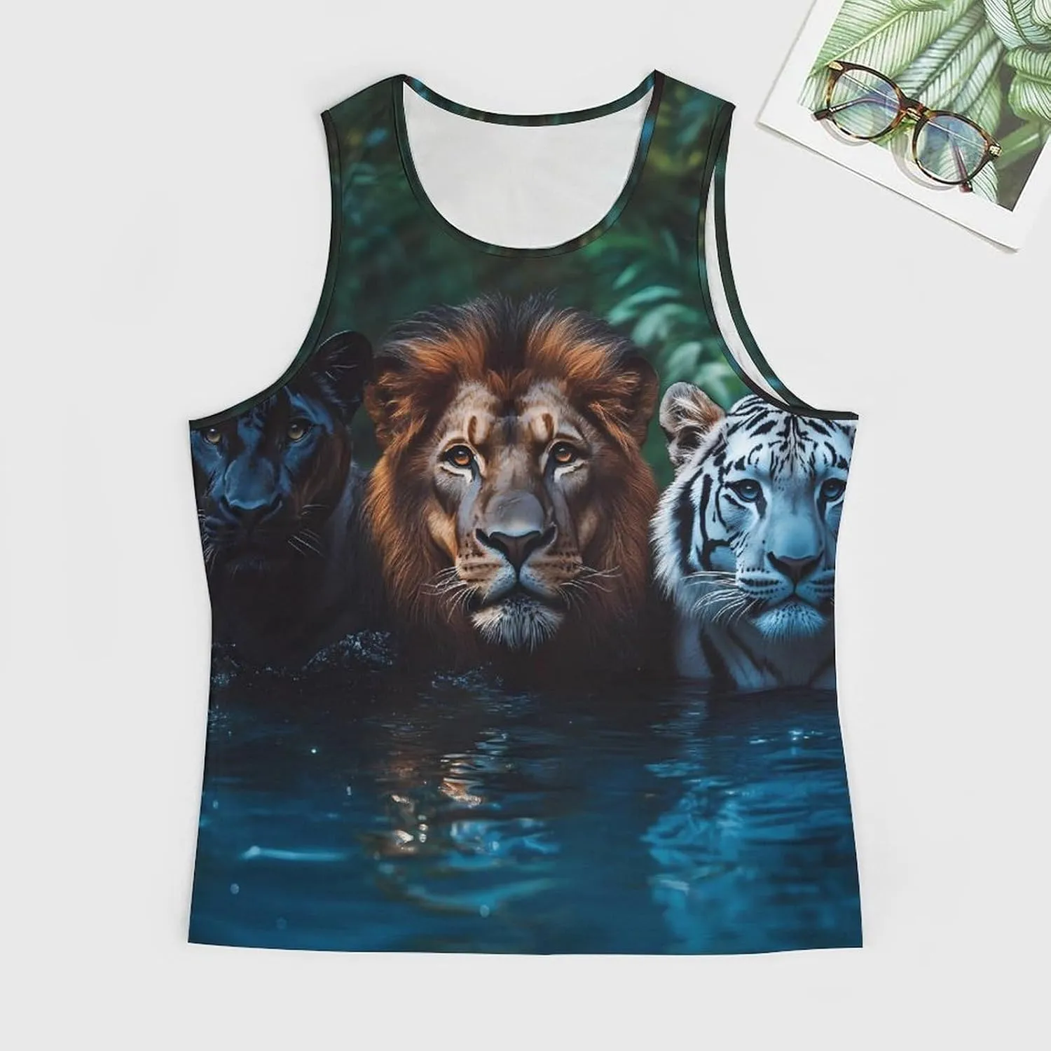 Powerful Big Cats Men's Activewear Tank Tops Gym Sleeveless Muscle T Shirts Workout Tees Vest