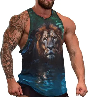 Powerful Big Cats Men's Activewear Tank Tops Gym Sleeveless Muscle T Shirts Workout Tees Vest