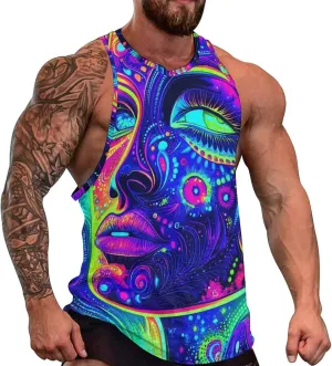 Psychedelic Woman Men's Activewear Tank Tops Gym Sleeveless Muscle T Shirts Workout Tees Vest