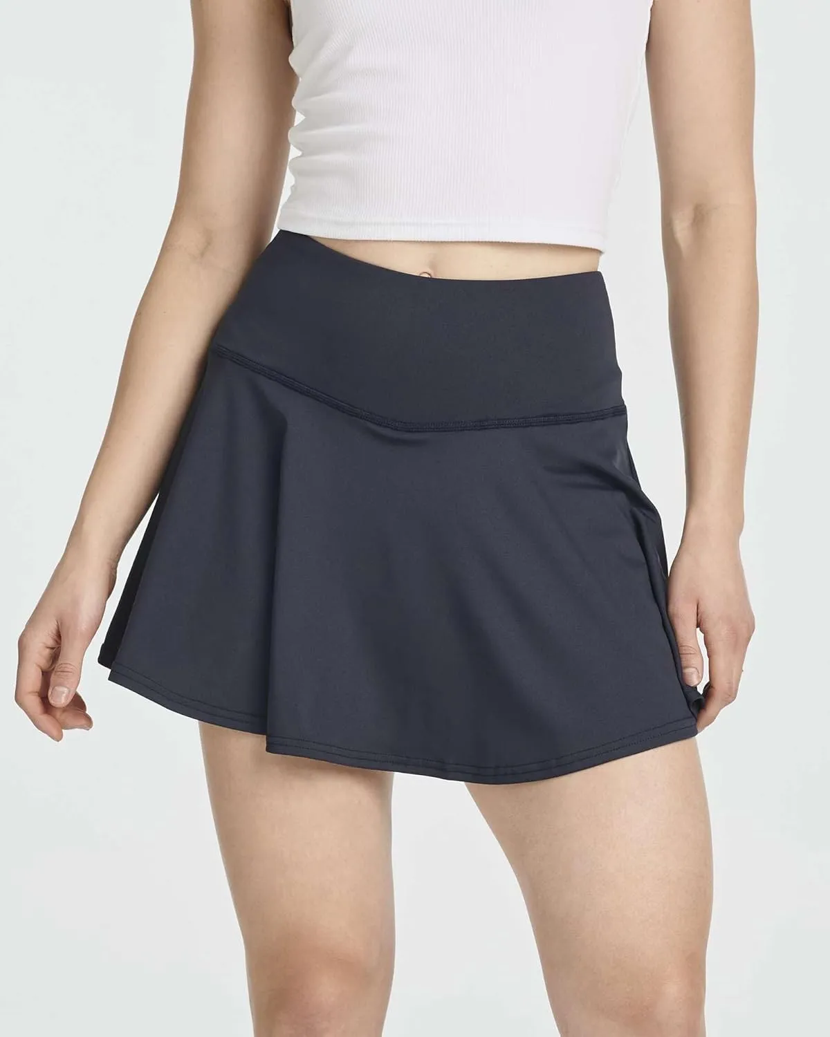 Real Essentials 4 Pack: Women's High Waisted Tennis Skirts Skater Skort Tummy Control Golf Shorts Pockets (Available in Plus)