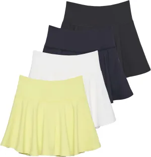 Real Essentials 4 Pack: Women's High Waisted Tennis Skirts Skater Skort Tummy Control Golf Shorts Pockets (Available in Plus)