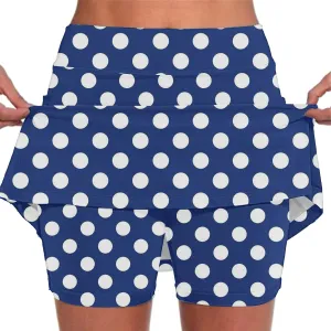 Red Polka Dot Skirt Elastic Yoga Culottes for Women Polka Dot Tiered High Wasited Skirts Tennis Shorts with Pockets