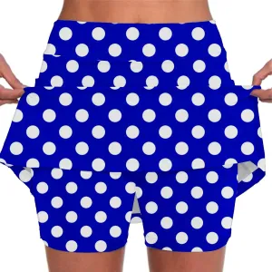 Red Polka Dot Skirt Elastic Yoga Culottes for Women Polka Dot Tiered High Wasited Skirts Tennis Shorts with Pockets