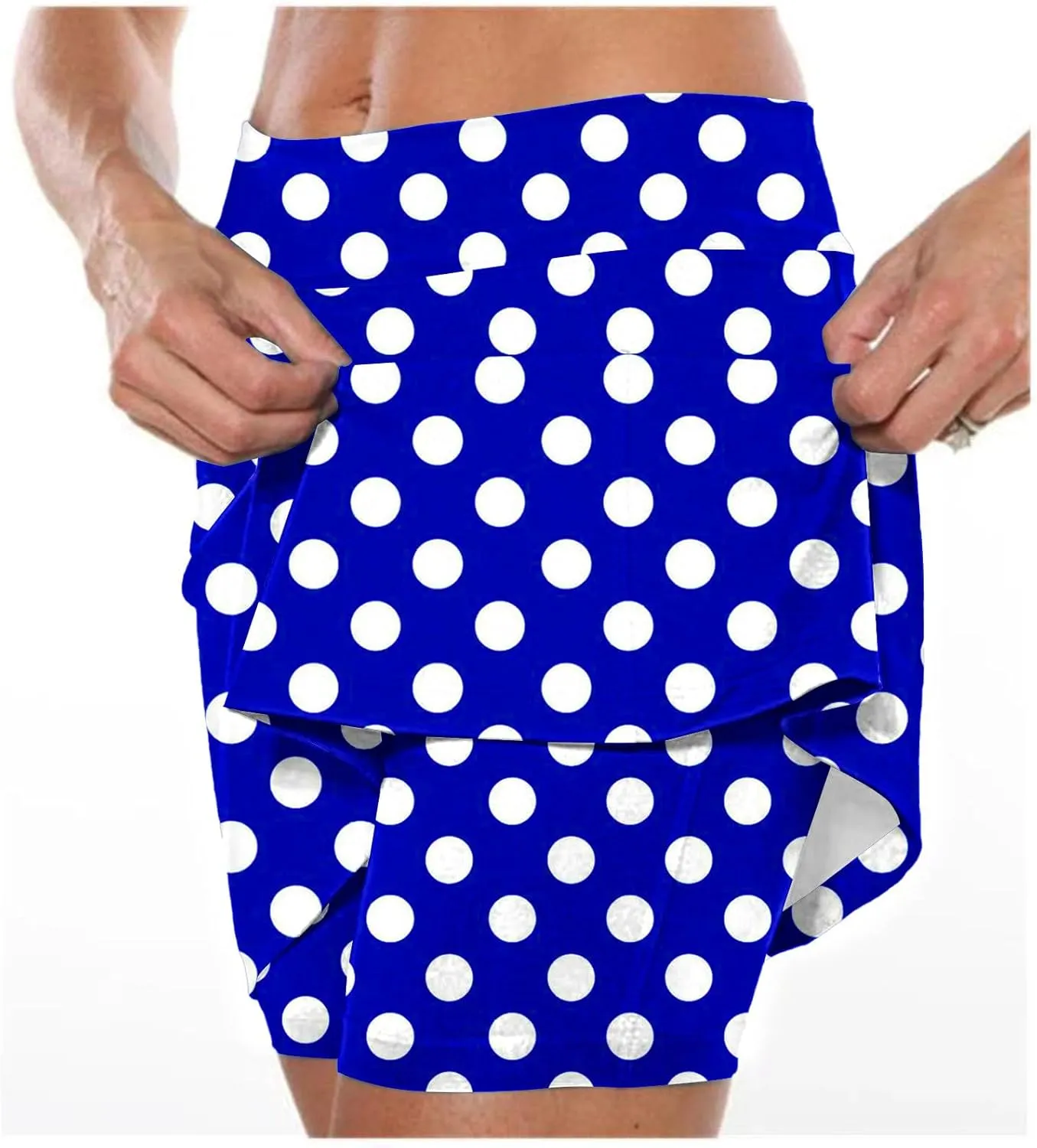 Red Polka Dot Skirt Elastic Yoga Culottes for Women Polka Dot Tiered High Wasited Skirts Tennis Shorts with Pockets