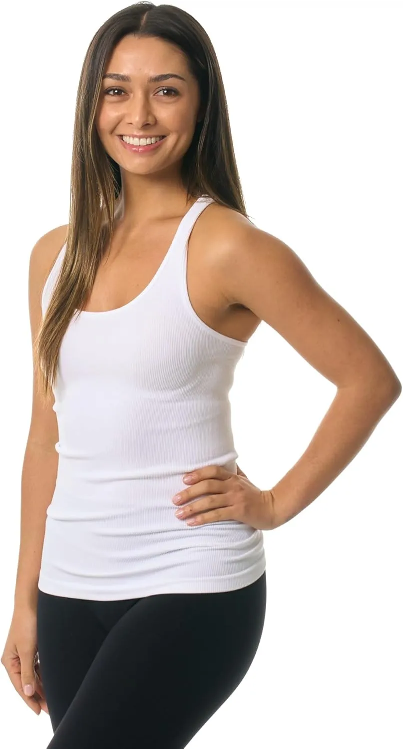Ribbed Racerback Tank Top - Undershirt for Teens & Women Stylish Racerback Tank Tops One Size XS-Medium