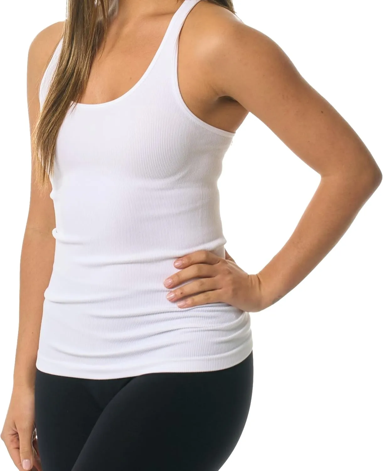 Ribbed Racerback Tank Top - Undershirt for Teens & Women Stylish Racerback Tank Tops One Size XS-Medium